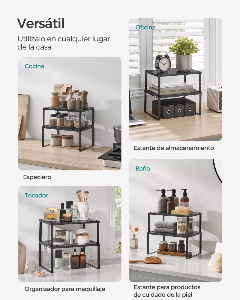 Especiero Organizador para Armarios Juego de 4 Negro Tinta - Imagen 4