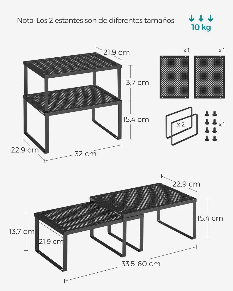 Especiero Organizador para Armarios Juego de 4 Negro Tinta - Imagen 6