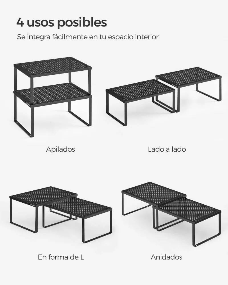 Especiero Organizador para Armarios Juego de 4 Negro Tinta - Imagen 5