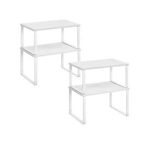 Juego de 4 Estantes para Especias Extensible Blanco Nieve y Blanco