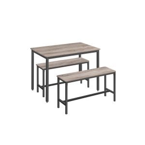 Juego de mesa de comedor y sillas, greige y negro