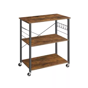 Estantería de Cocina con Ruedas Marrón Rústico y Negro