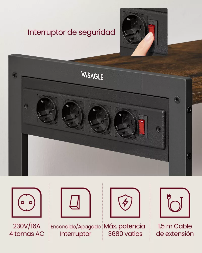 Estantería de Cocina con 2 Cestas de Malla Marrón Rústico y Negro Tinta - Imagen 4