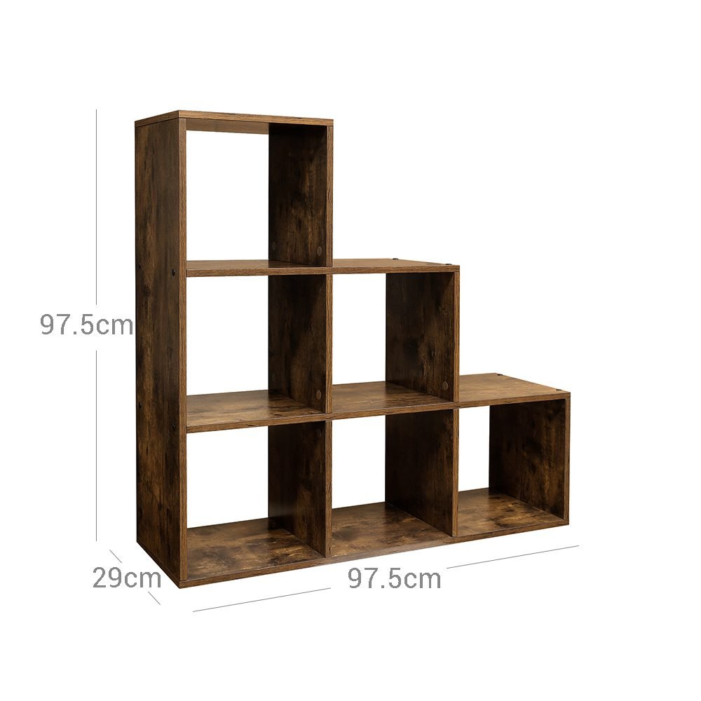 Estantería en forma de escalera marrón rústico - Imagen 7