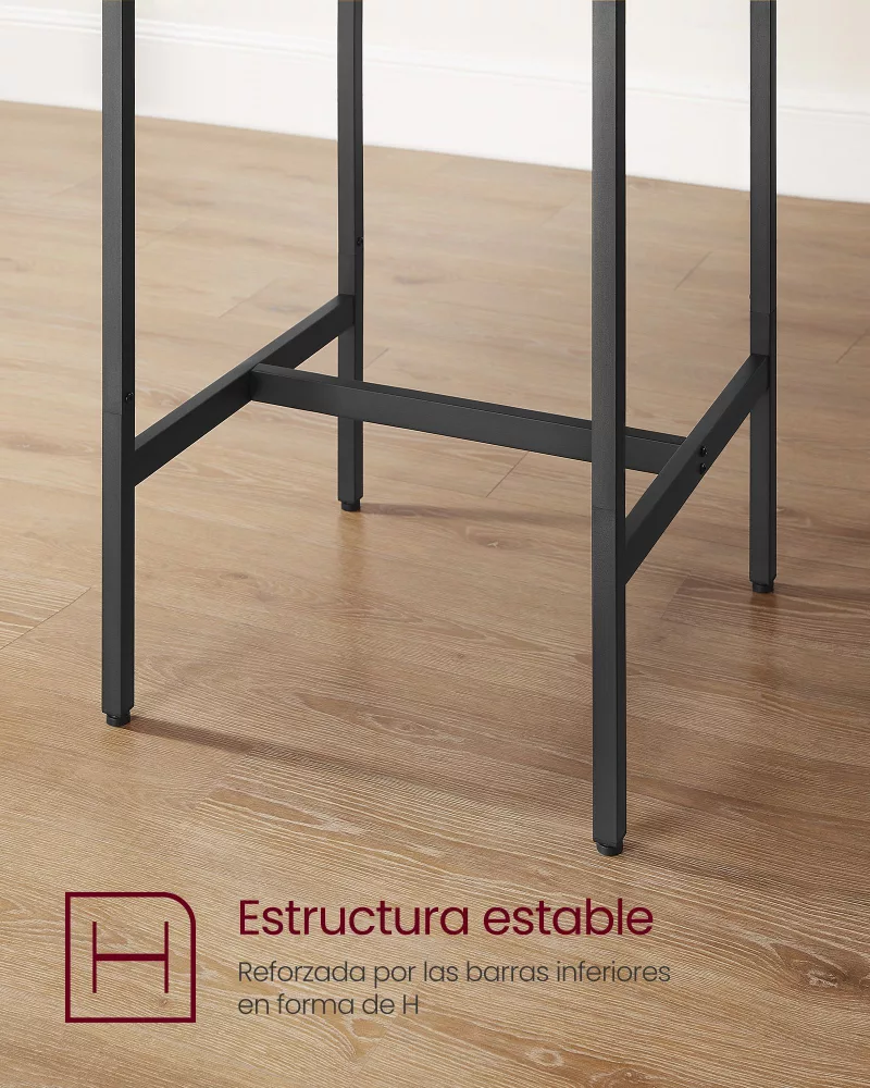 Mesa de Bar con Taburetes Negro Ébano y Negro Tinta - Imagen 5