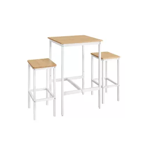 Mesa de Bar con Taburetes Roble Dorado y Blanco Nube