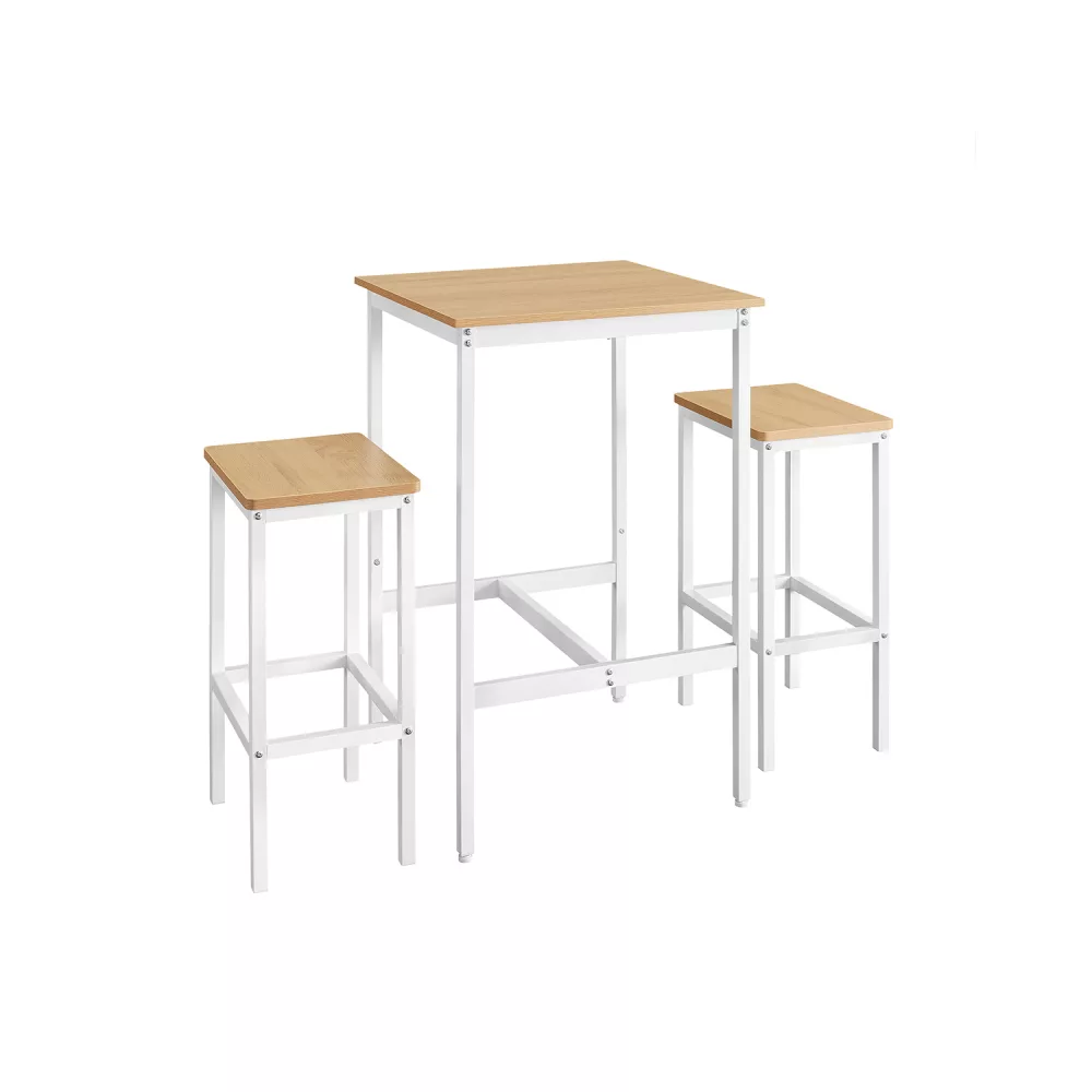 Mesa de Bar con Taburetes Roble Dorado y Blanco Nube