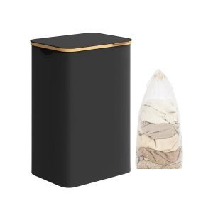 Cesto de ropa sucia con tapa 90 l 42x32x70,5 cm negro tinta