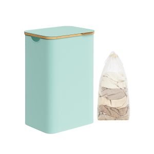 Cesto de ropa sucia con tapa 90 l 42x32x70,5 cm verde menta