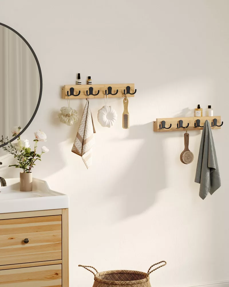 Juego de 2 Perchero de Pared Beige Natural - Imagen 3
