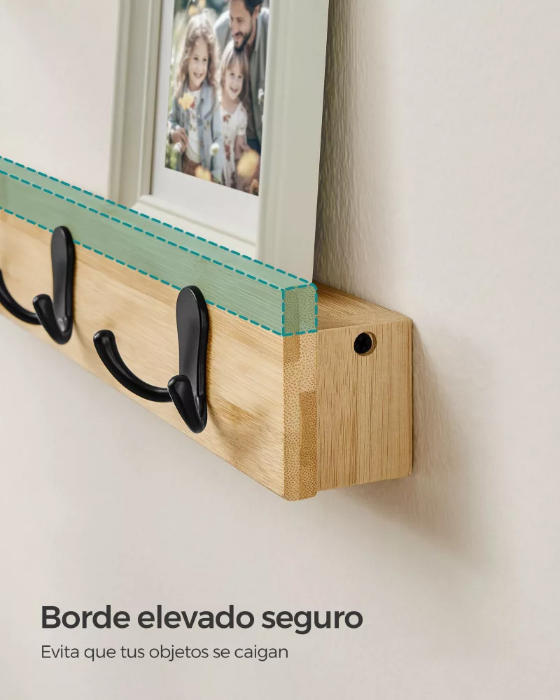 Juego de 2 Perchero de Pared Beige Natural - Imagen 4