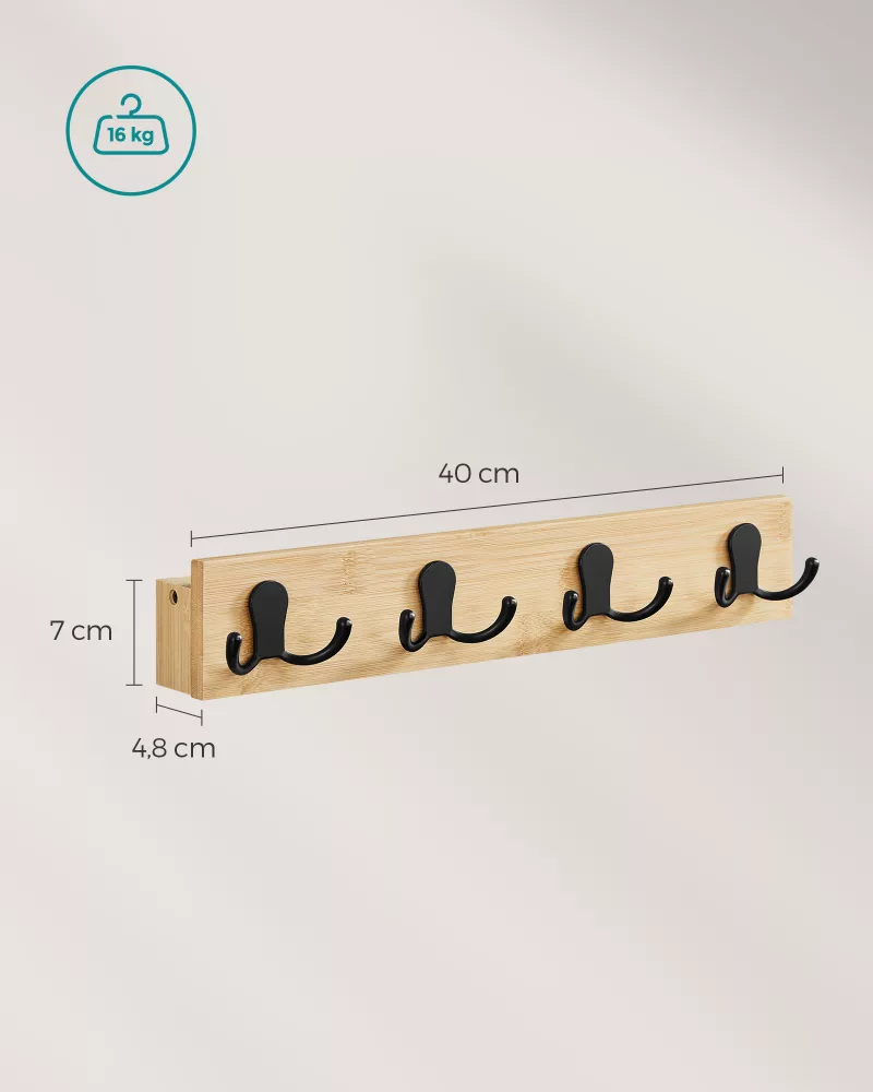 Juego de 2 Perchero de Pared Beige Natural - Imagen 6