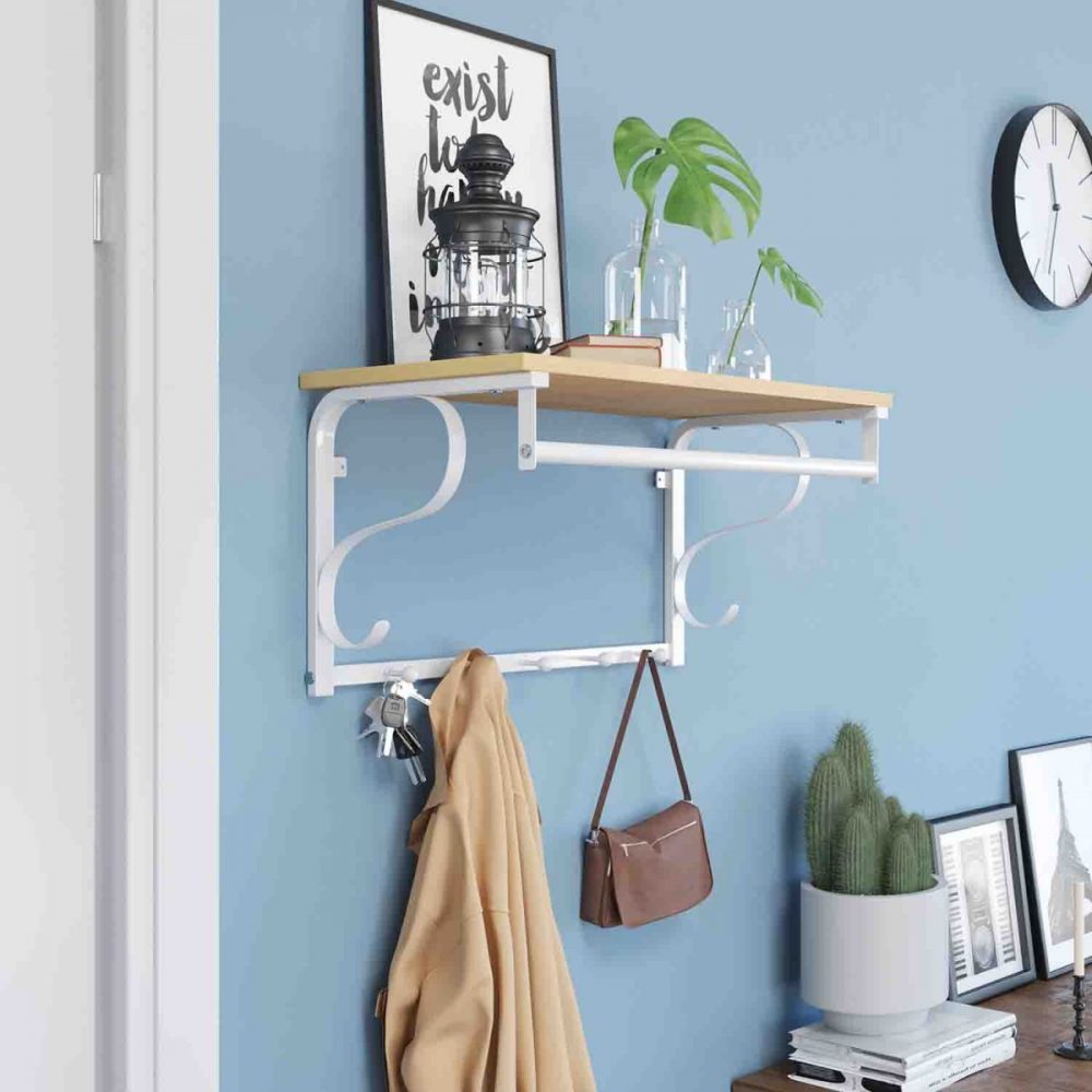 Perchero de pared con estante, estilo industrial - Imagen 3