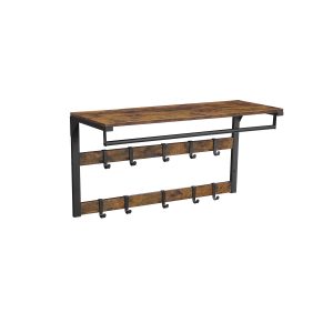 Perchero de pared con ganchos marrón rústico y negro