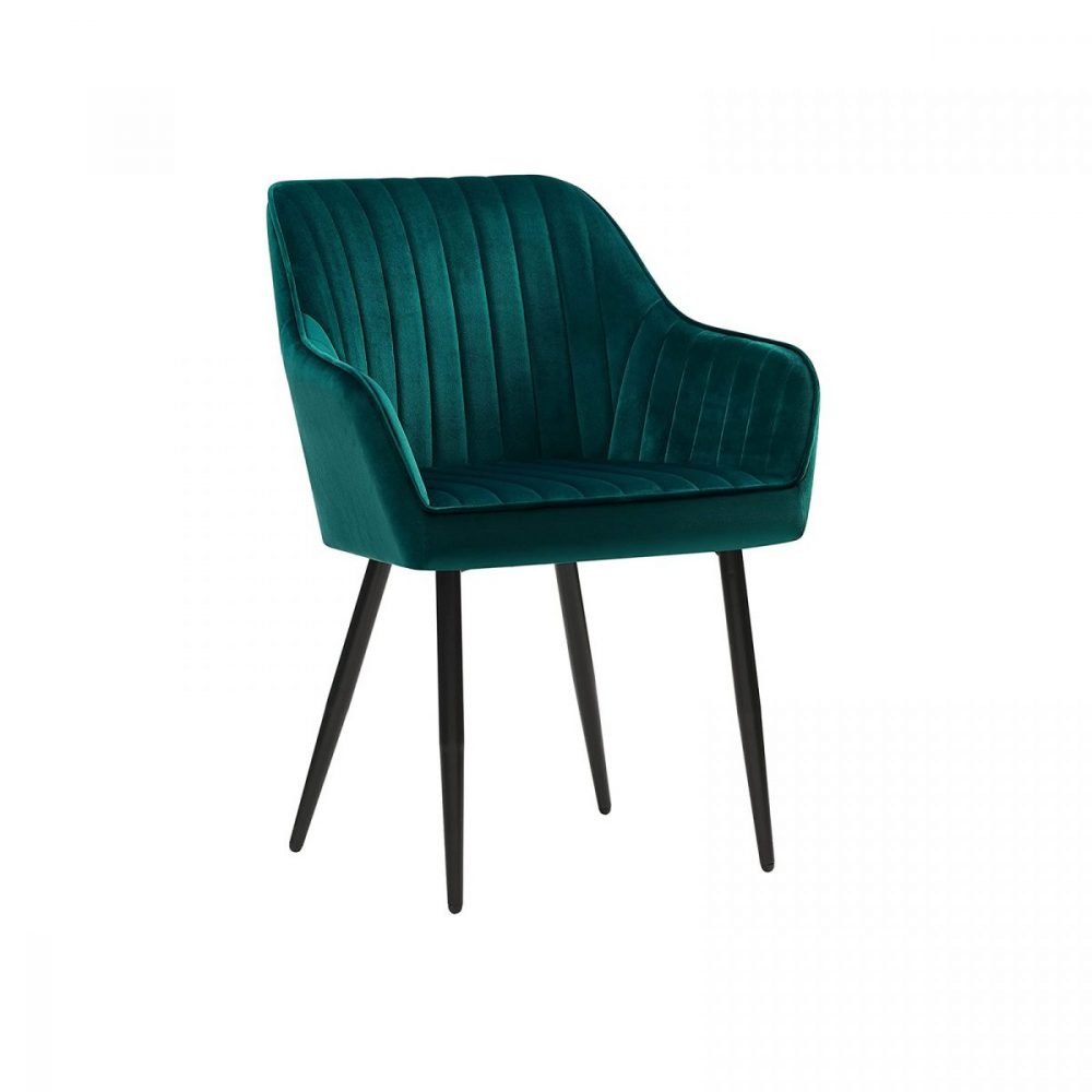 Silla de comedor tapizada con reposabrazos, 49 cm ancho, gris