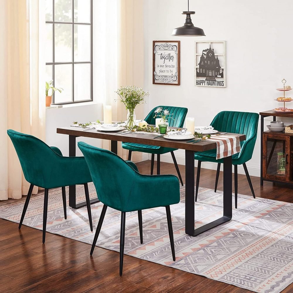 Silla de comedor tapizada con reposabrazos, 49 cm ancho, gris - Imagen 2