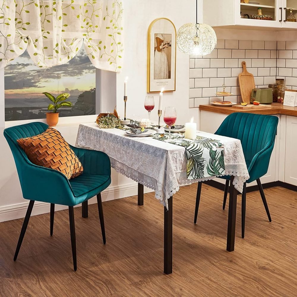 Silla de comedor tapizada con reposabrazos, 49 cm ancho, gris - Imagen 4