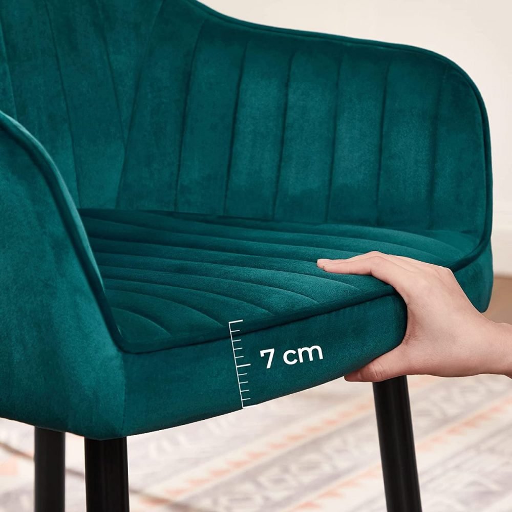 Silla de comedor tapizada con reposabrazos, 49 cm ancho, gris - Imagen 6