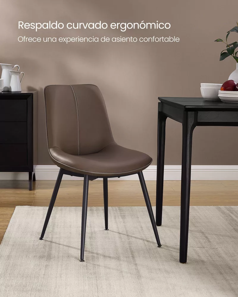 Silla de Comedor Respaldo Curvo Marrón Castaña - Imagen 2