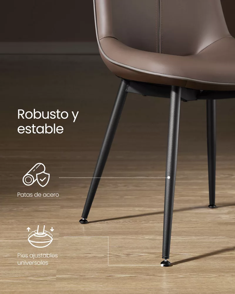 Silla de Comedor Respaldo Curvo Marrón Castaña - Imagen 4