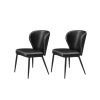 2 sillas de comedor tapizadas, cuero sintético, negro tinta