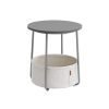 Mesa auxiliar redonda gris cemento y blanco nube