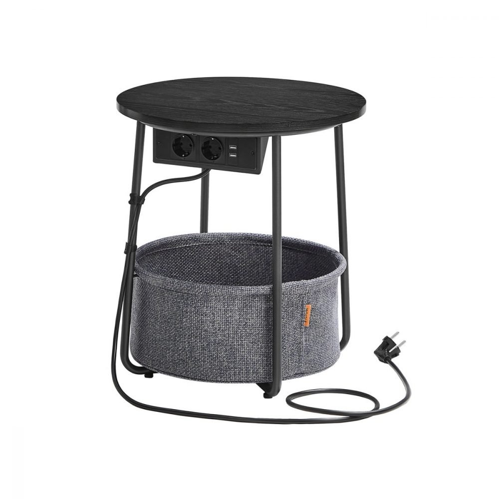Mesa auxiliar tomas corriente negro y gris pizarra
