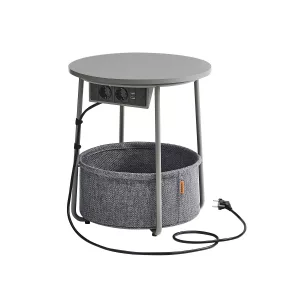 Mesa Auxiliar con Tomas de Corriente Gris Paloma y Gris Pizarra