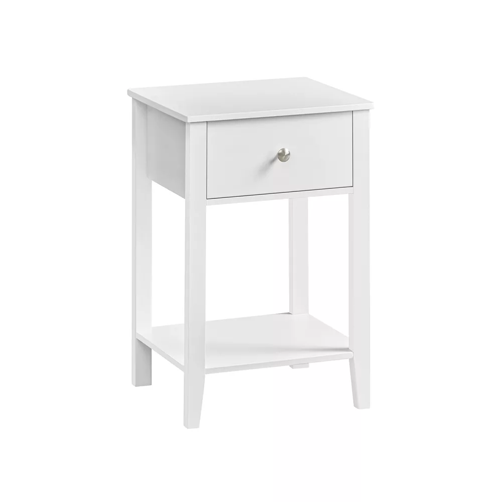 Mesita de Noche de Bambú con Cajón Blanco Nube