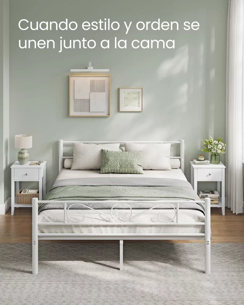 Mesita de Noche de Bambú con Cajón Blanco Nube - Imagen 3