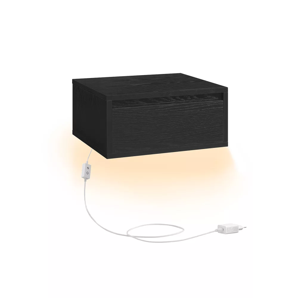 Mesita de Noche Colgante 35 x 40 x 18 cm Negro Ébano