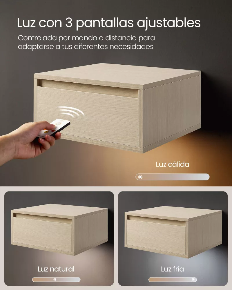 Juego de 2 Mesitas de Noche Colgante 35 x 40 x 18 cm Beige Natural - Imagen 5