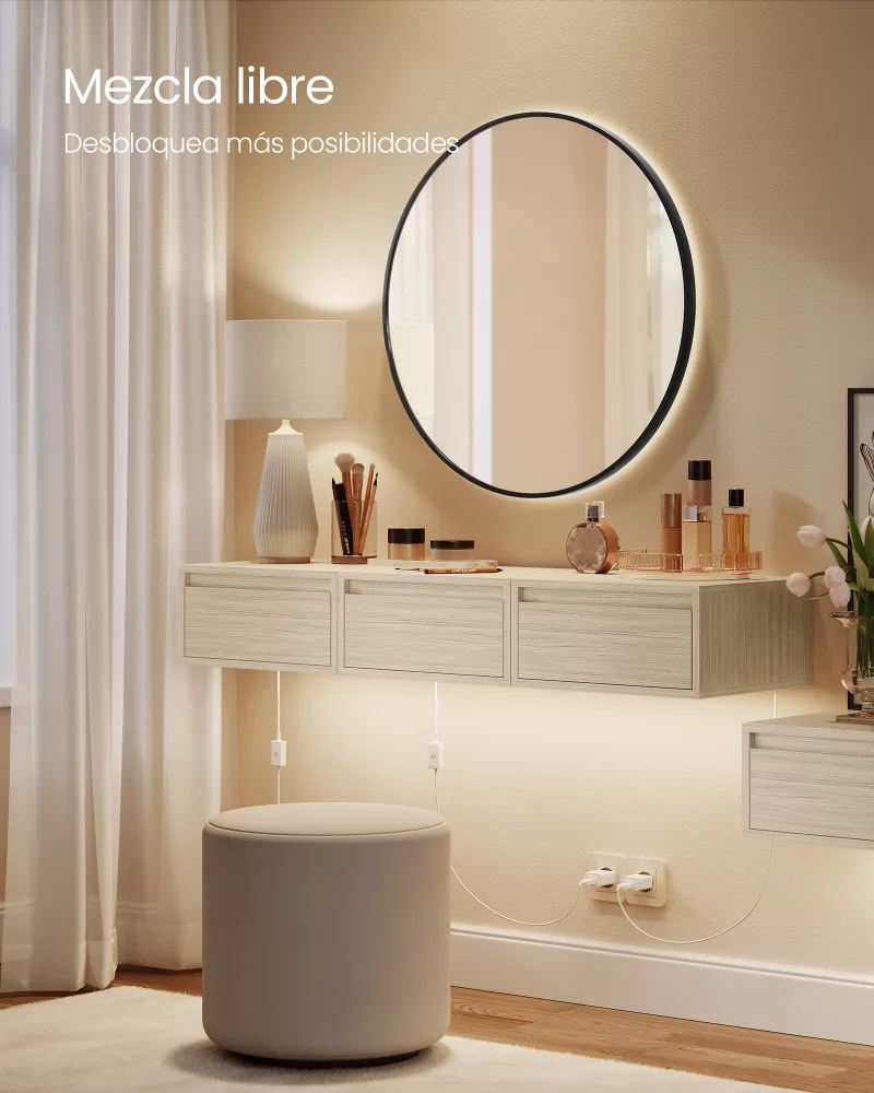 Juego de 2 Mesitas de Noche Colgante 35 x 40 x 18 cm Beige Natural - Imagen 4