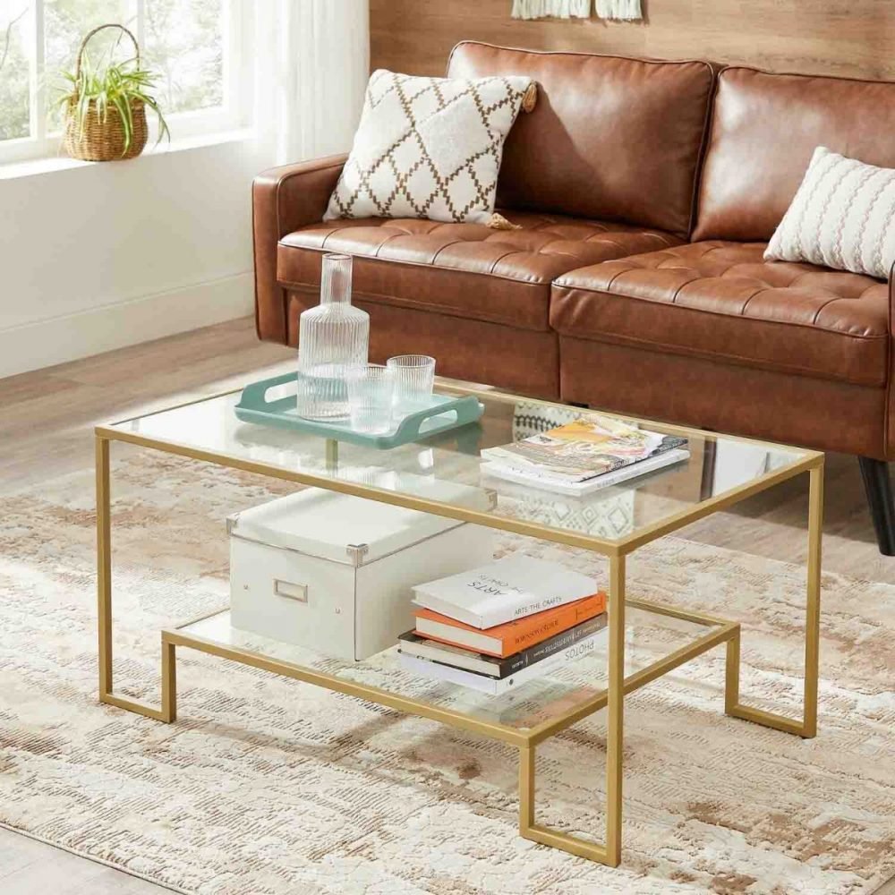 Mesa de centro de vidrio con almacenamiento, salón - Imagen 2