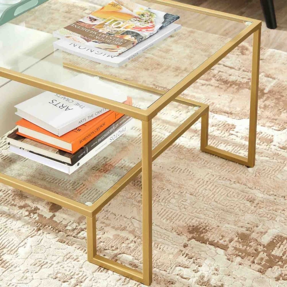 Mesa de centro de vidrio con almacenamiento, salón - Imagen 5