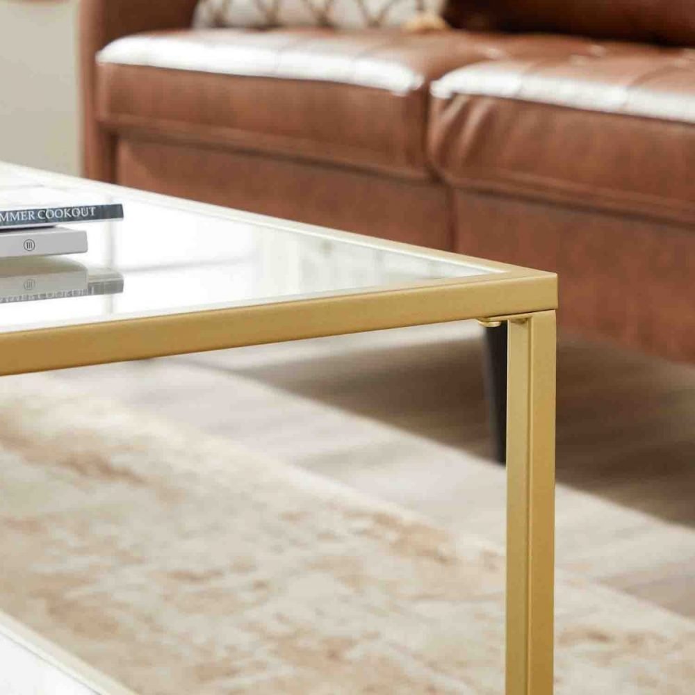 Mesa de centro de vidrio con almacenamiento, salón - Imagen 6