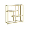 Estantería de 4 Niveles 30x100x103 cm Transparente y Dorado Pálido