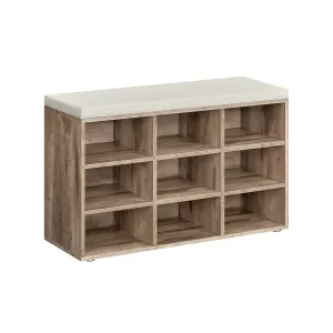 Banco Zapatero con Asiento Cojín 30,3 x 78,5 x 48 cm Marrón Camello