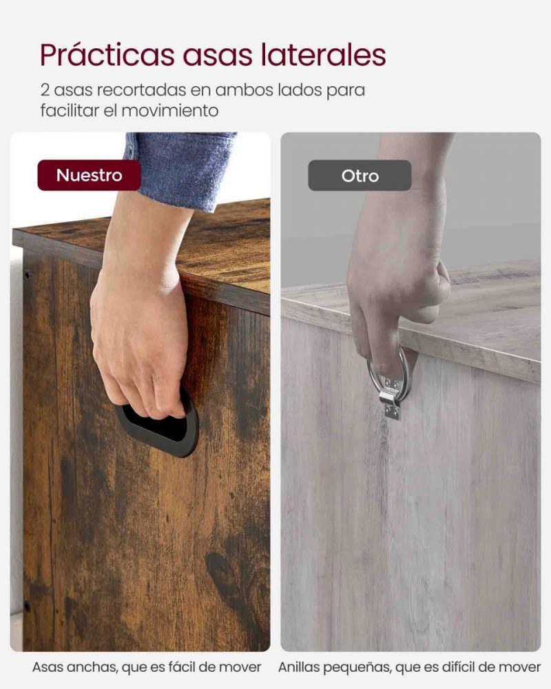 Banco almacenaje 40x76x48 cm marrón rústico - Imagen 7