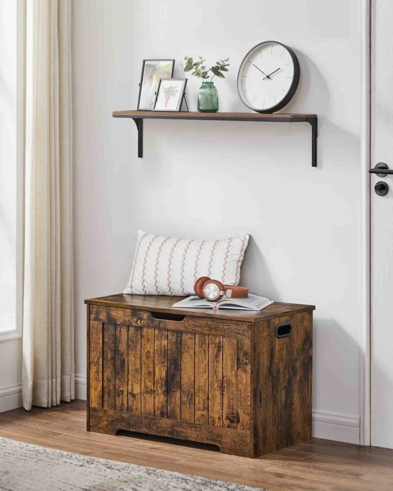 Banco almacenaje 40x76x48 cm marrón rústico - Imagen 2