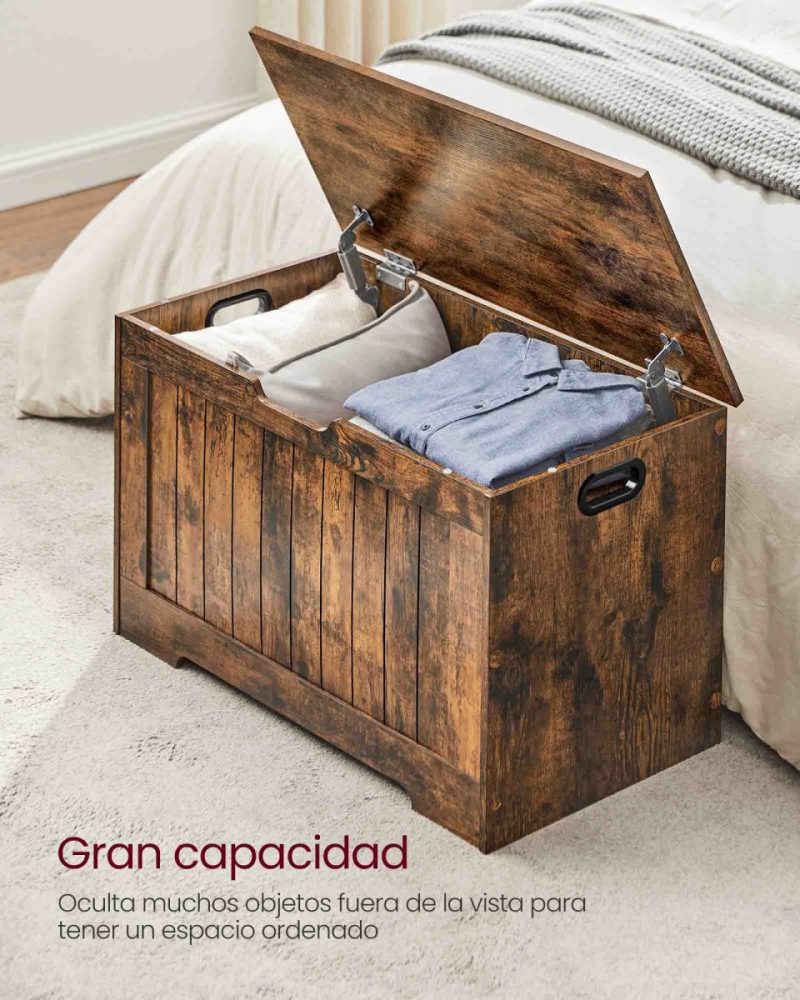 Banco almacenaje 40x76x48 cm marrón rústico - Imagen 4