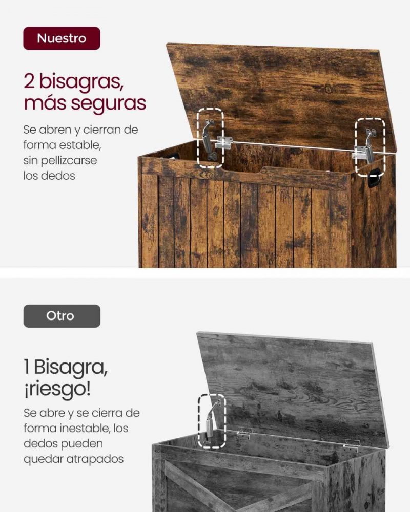 Banco almacenaje 40x76x48 cm marrón rústico - Imagen 6