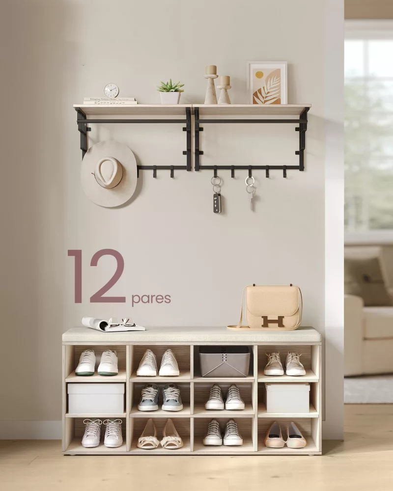 Banco Zapatero Estantes Ajustables 30,3 x 104 x 48 cm Beige Natural - Imagen 2