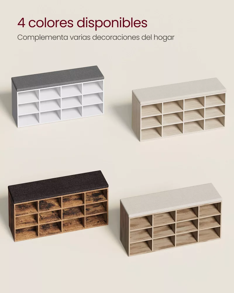 Banco Zapatero Estantes Ajustables 30,3 x 104 x 48 cm Beige Natural - Imagen 5