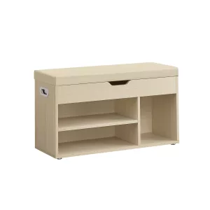 Banco Zapatero con Cojín Estantes Beige Natural