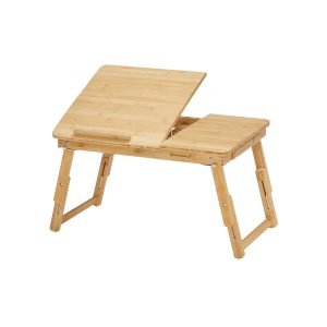 Mesa plegable de bambú para laptop, 63,5x35x33,5 cm