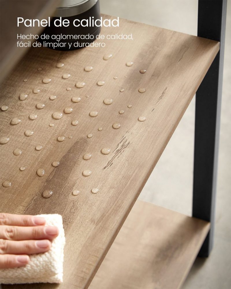 Librería 14 estantes marrón camello y negro - Imagen 4