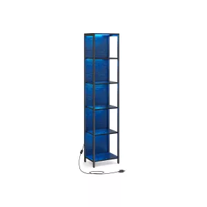 Estantería de 6 Niveles con Luz LED 30,3x40x178,6 cm Negro Ébano