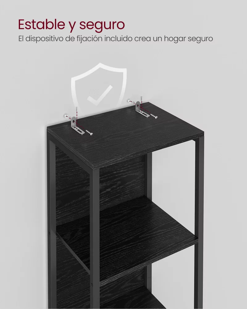 Estantería de 6 Niveles con Luz LED 30,3x40x178,6 cm Negro Ébano - Imagen 6