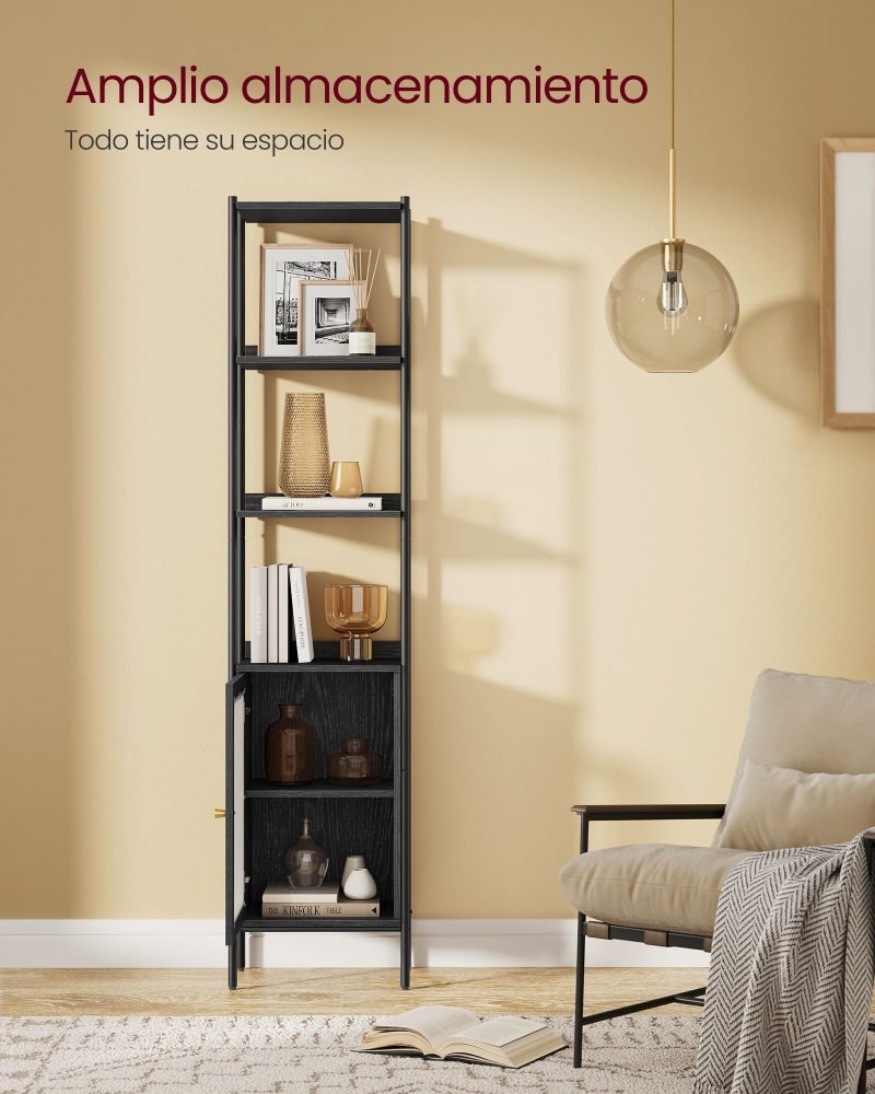 Librería de 6 niveles negro ébano y negro mate - Imagen 4